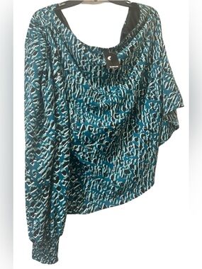 NWT Avenue Plus Size One Shoulder Asymmetrical Top Women’s 30/32 Blue Blouse
